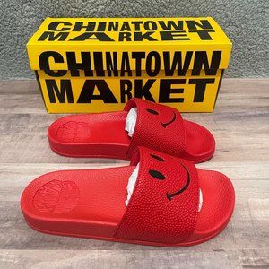 CTM Slides Sandals Big Kids Black Red Sz 5 Smiley SHIPS ASAP NEW IN BOX Summer